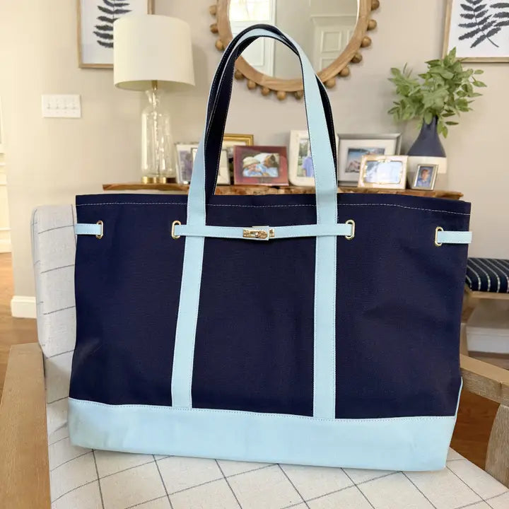 Charleston Extra Large Carryall Tote - Navy The Happy Southerner 