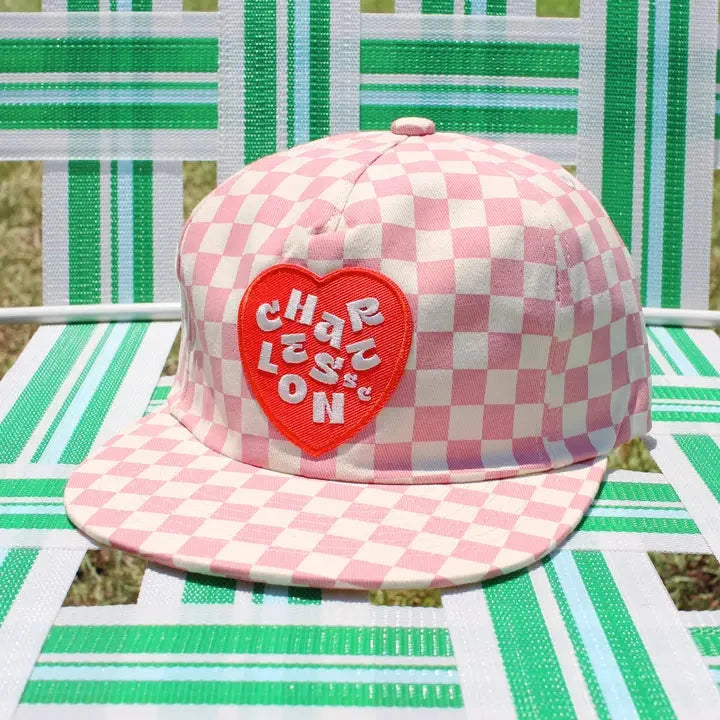 Charleston Heart Pink Checker Hat The Happy Southerner 