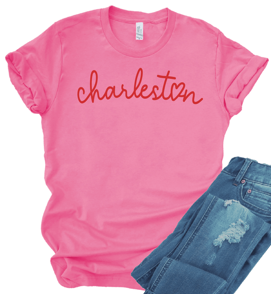 Charleston Heart T-Shirt Pink The Happy Southerner 