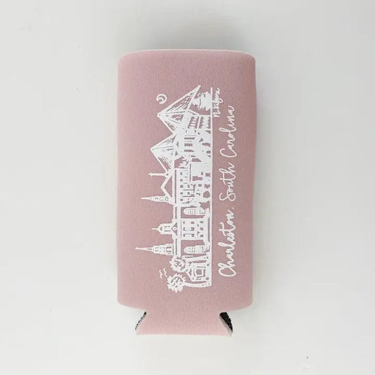 Charleston Rainbow Row Slim Koozie - Pink The Happy Southerner 