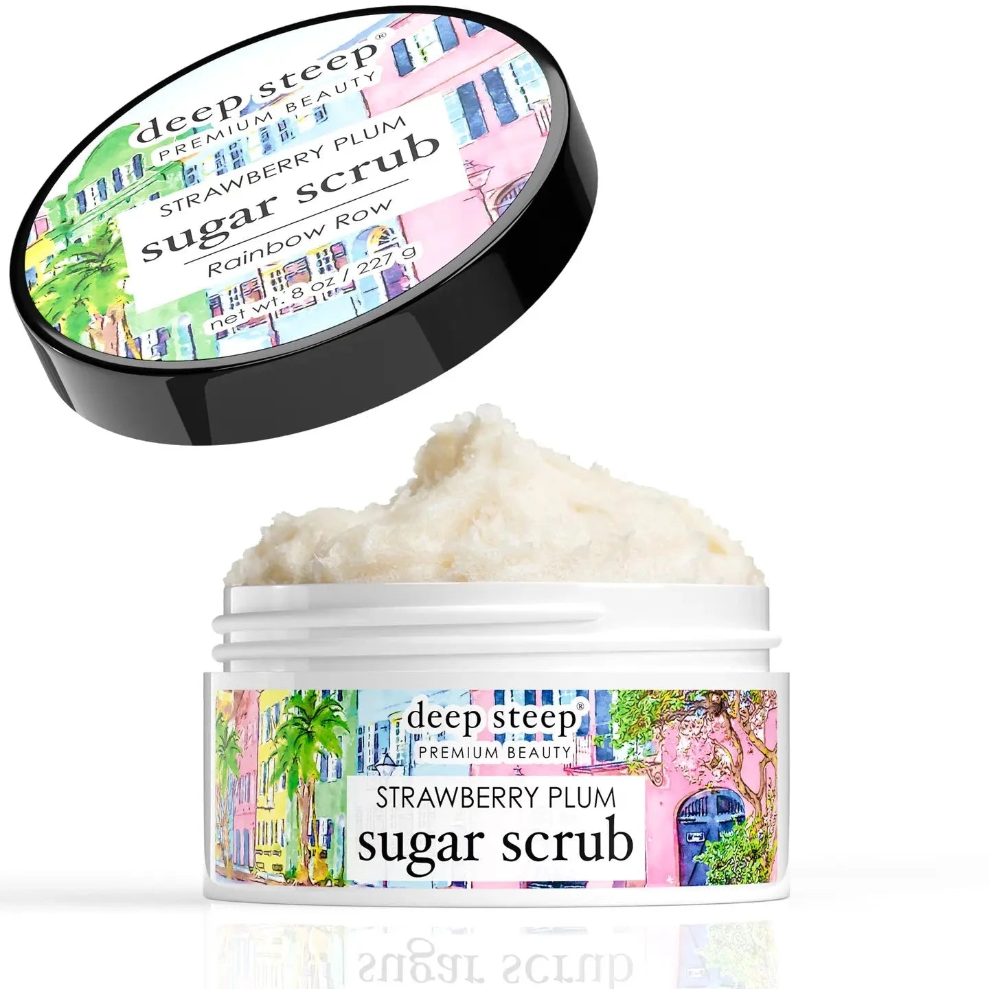 Charleston Rainbow Row Sugar Scrub - Strawberry Plum 8oz The Happy Southerner 