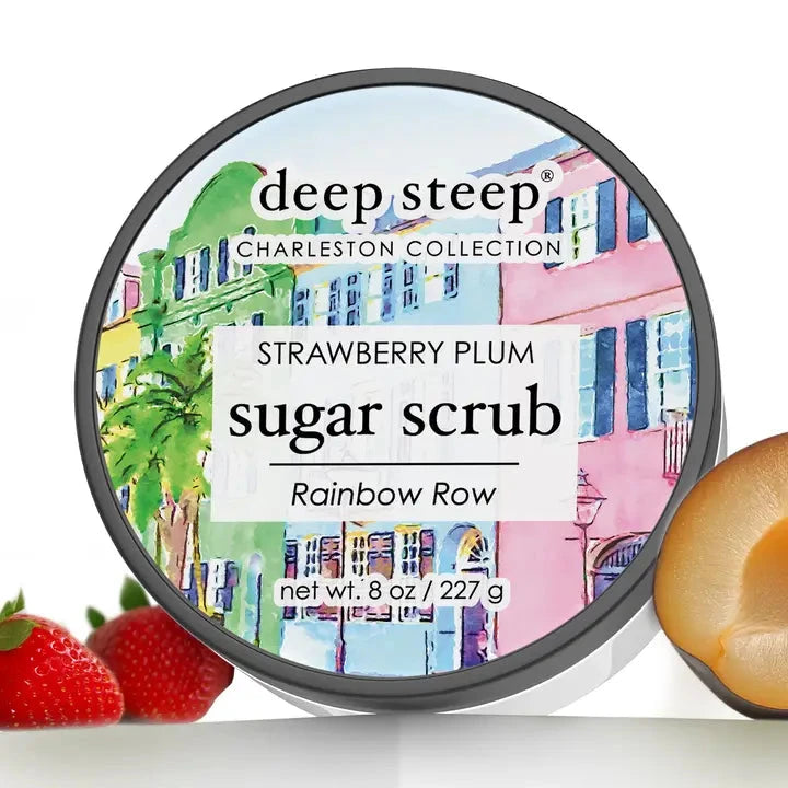 Charleston Rainbow Row Sugar Scrub - Strawberry Plum 8oz The Happy Southerner 