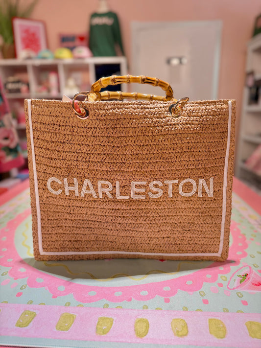 Charleston Straw Custom Bamboo Tote The Happy Southerner 