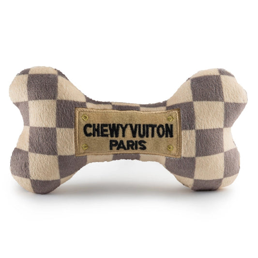 Checker Chewy Vuiton Bones Squeaker Dog Toy The Happy Southerner 