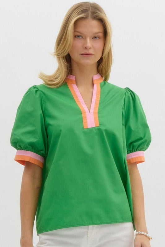 Citrus Pop Puff Sleeve Top The Happy Southerner 
