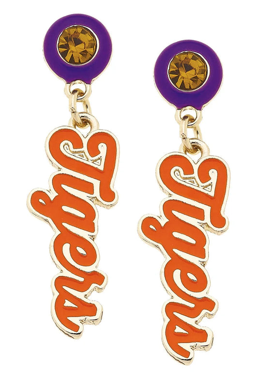 Clemson Tigers Autograph Enamel Earrings in Orange The Happy Southerner 