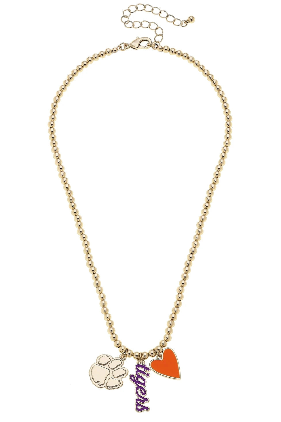 Clemson Tigers Ball Bead Charm Necklace The Happy Southerner 