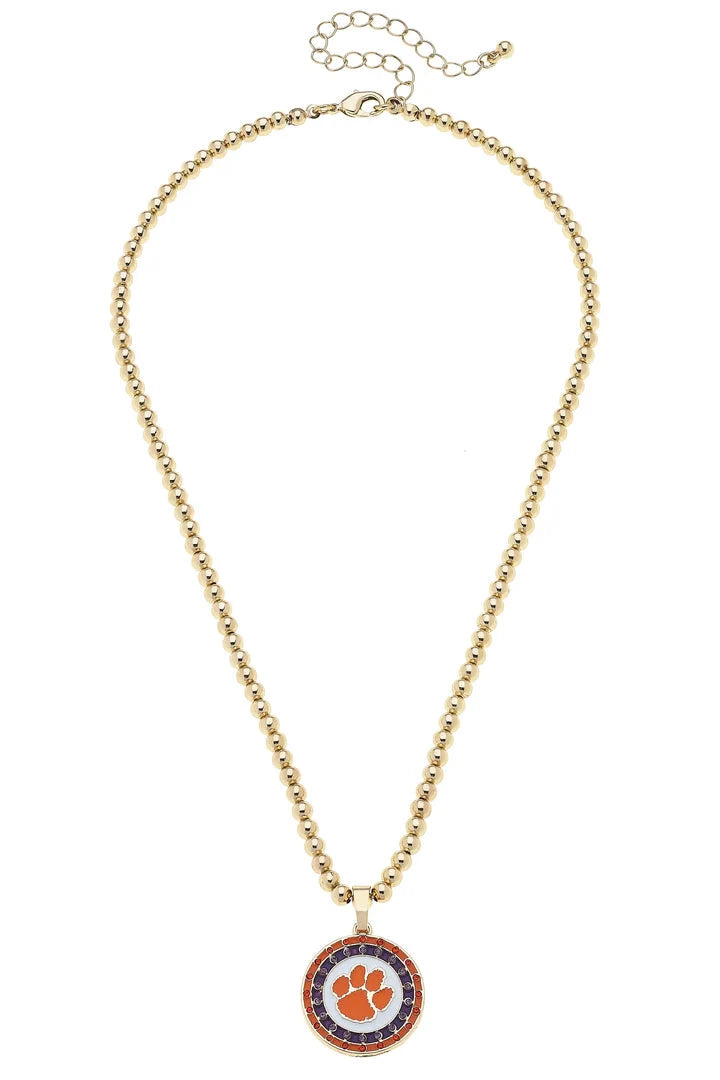 Clemson Tigers Pave Disc Necklace The Happy Southerner 