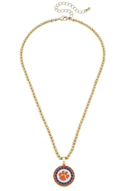 Clemson Tigers Pave Disc Necklace The Happy Southerner 