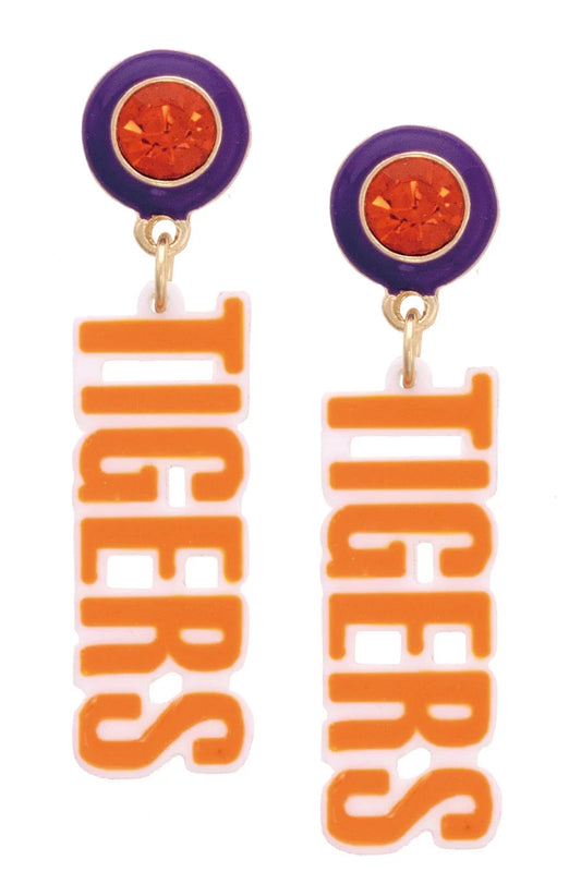 Clemson Tigers Resin Block Letter Earrings in Orange The Happy Southerner 