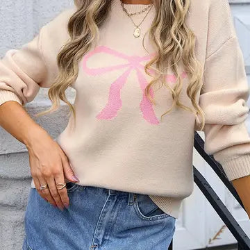 Color Bow Sweater - Apricot The Happy Southerner 