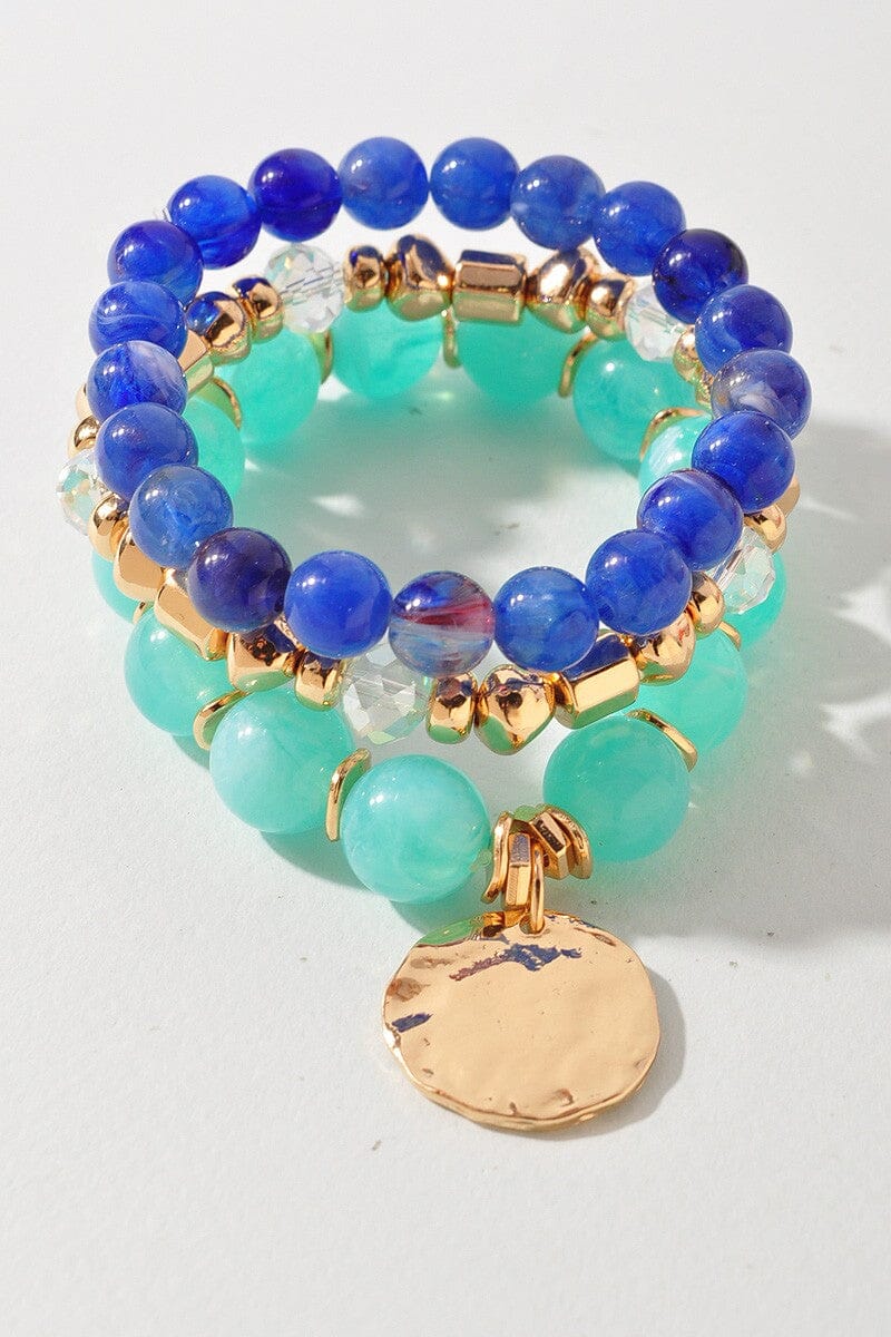 Colorful Beaded Stretch Bracelet The Happy Southerner Blue 