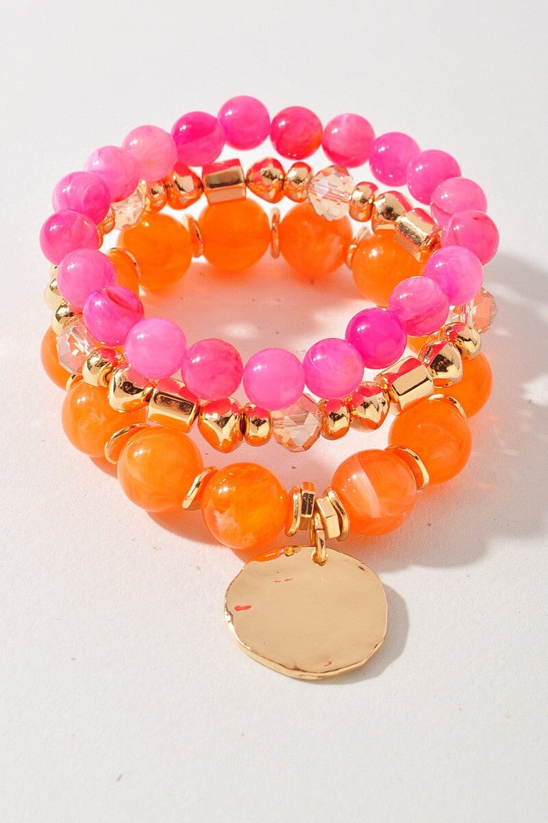 Colorful Beaded Stretch Bracelet The Happy Southerner Pink 