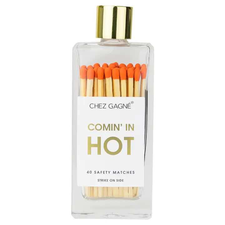 Coming in Hot Matches - Glass Bottle Matchsticks Orange The Happy Southerner 