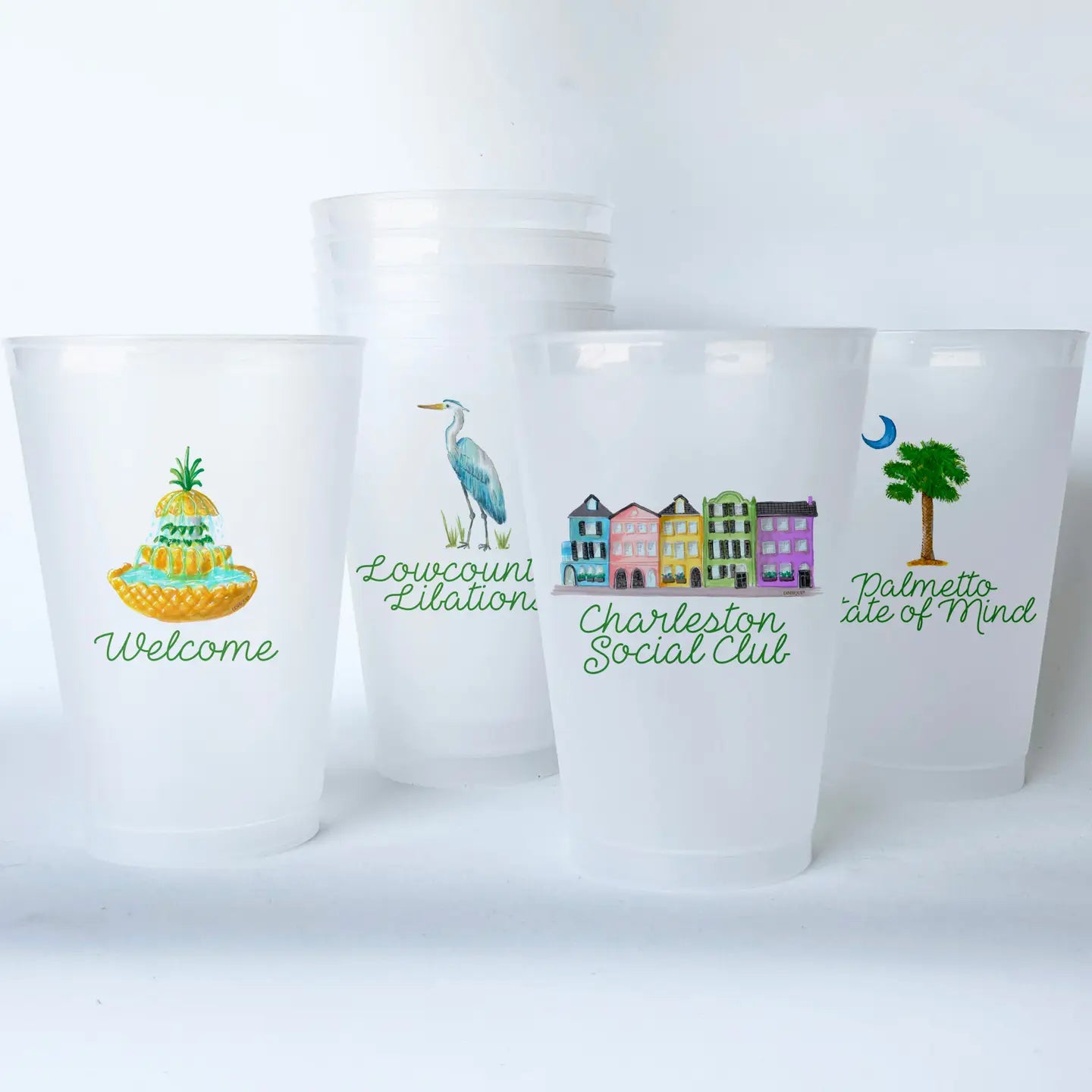 Charleston Themed Conversational Shatterproof Cups