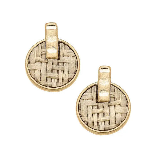 Danielle Raffia Stud Earrings in Natural The Happy Southerner 