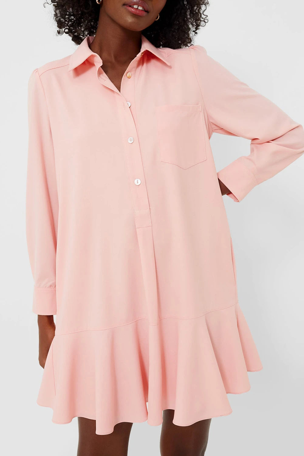 Daphne Ruffle Hem Mini Shirt Dress The Happy Southerner 