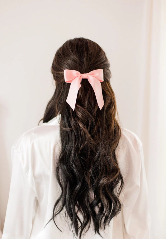 Delora Satin Bow Barrette - Soft Pink The Happy Southerner 