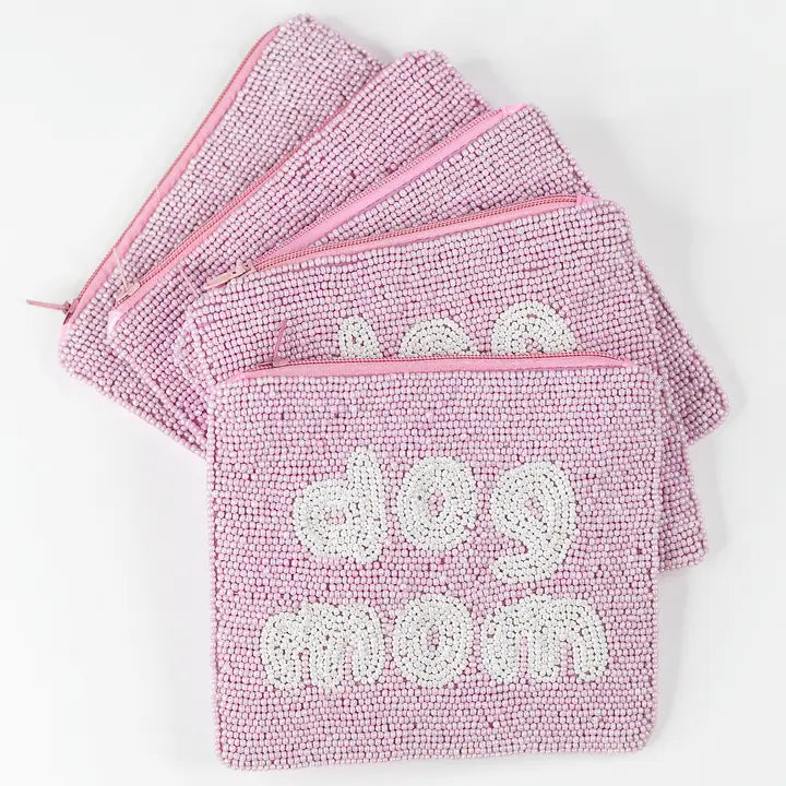 Dog Mom Pink Beaded Pouch The Happy Southerner 