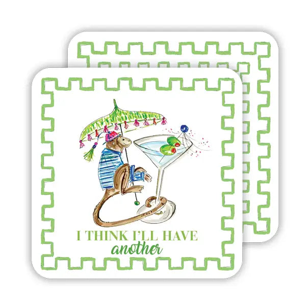 I Think I'll Have Another Monkey with Martini Paper Coaster