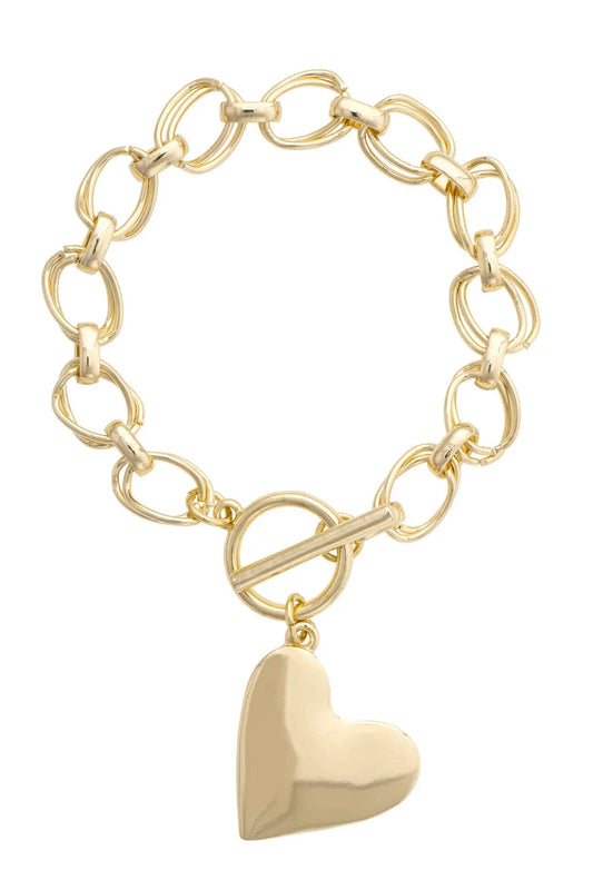 Elise Hammered Heart Toggle Bracelet The Happy Southerner 