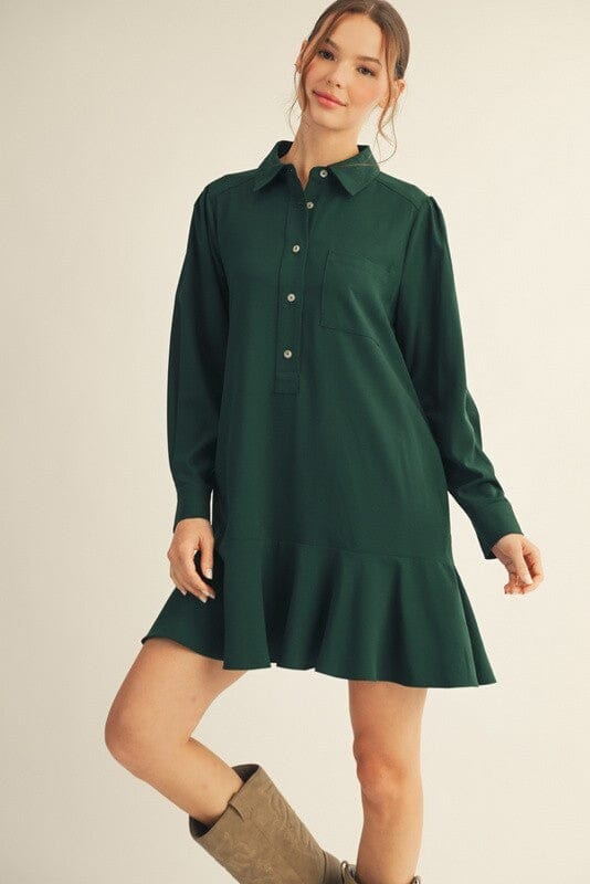 Evergreen Button-Front Swing Dress The Happy Southerner 
