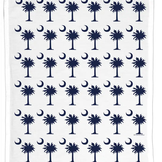 Navy Palm & Moon, Organic Cotton Hand Towel