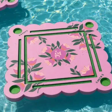 Floating Mahjong Tile Mat in Floral Pink The Happy Southerner 