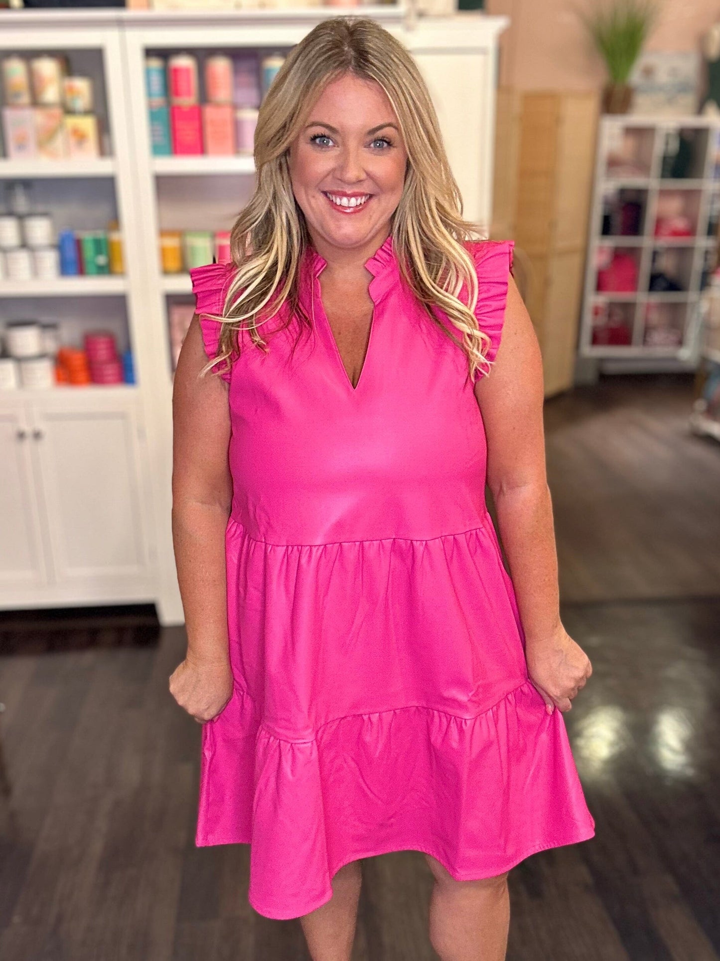 Fuchsia Tabitha Leather Dress The Happy Southerner 