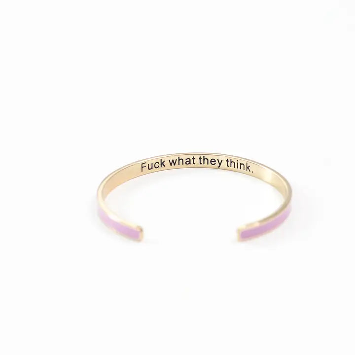 Fuck What They Think Light Pink Enamel Bangle Bracelet The Happy Southerner 