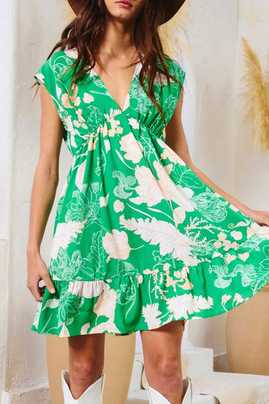 Gia Green Floral V-Neck Dress The Happy Southerner 