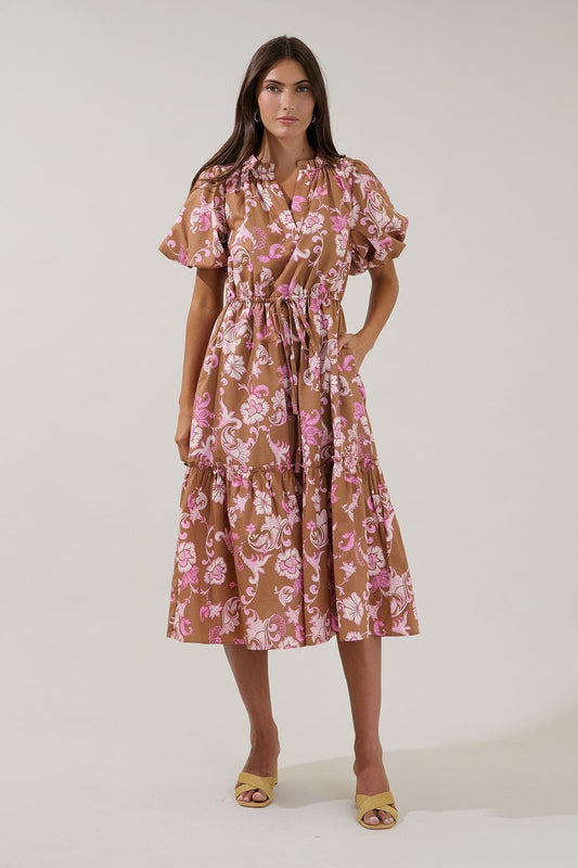 Ginny Bubble Sleeve Midi Dress The Happy Southerner 