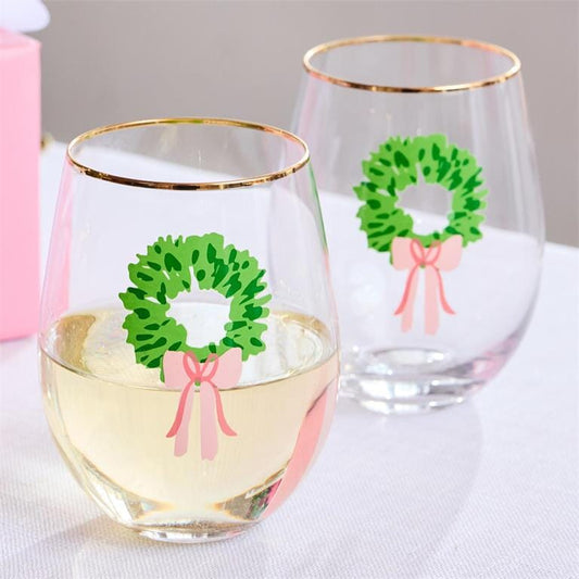 Glass Stemless Wine Rosy Wreaths The Happy Southerner 