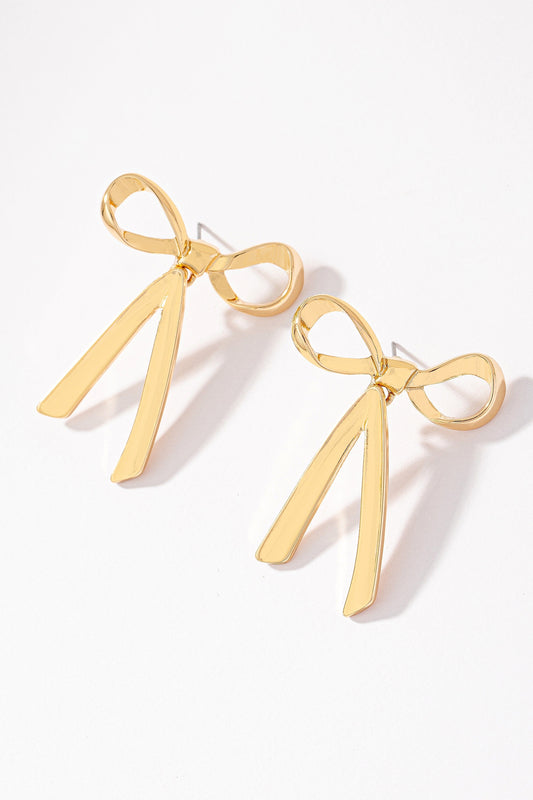 Gold Bowtie earrings with dangling bottom The Happy Southerner 