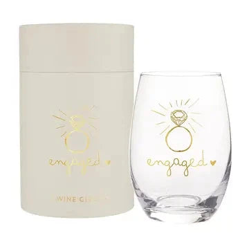 Gold Foil Stemless Wine Glass - Engaged The Happy Southerner 