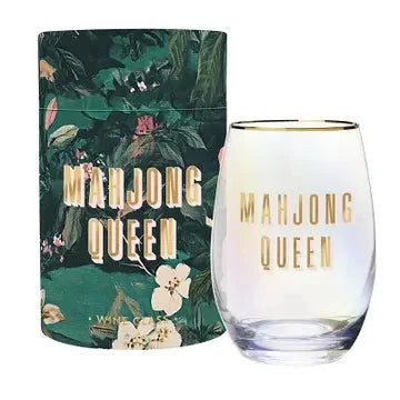 Gold Foil Stemless Wine Glass - Mahjong Queen The Happy Southerner 