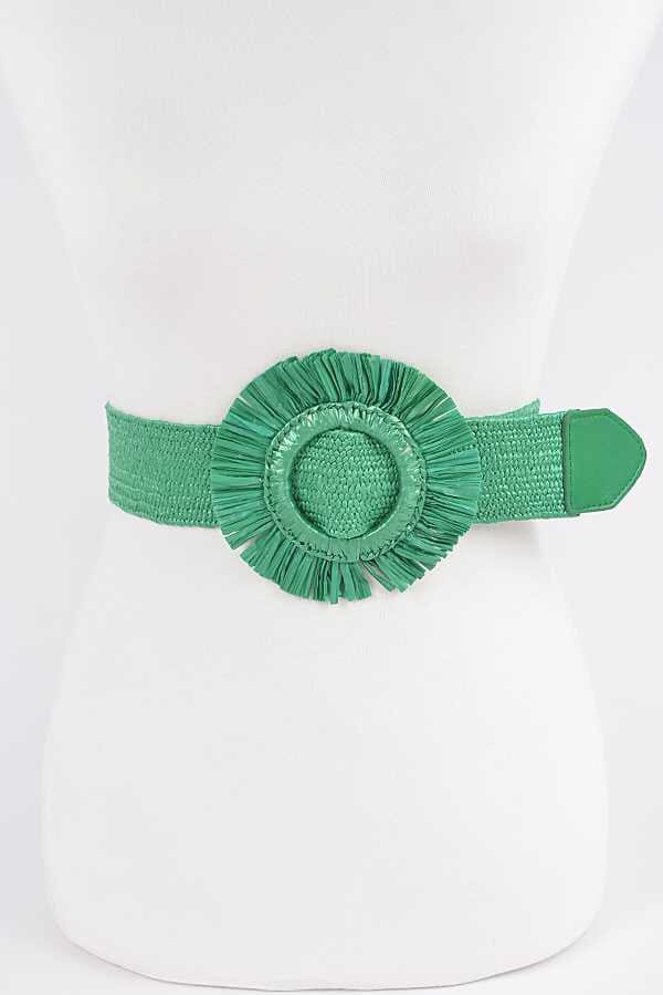 Green Raffia Straw Buckle Elastic Belt The Happy Southerner 