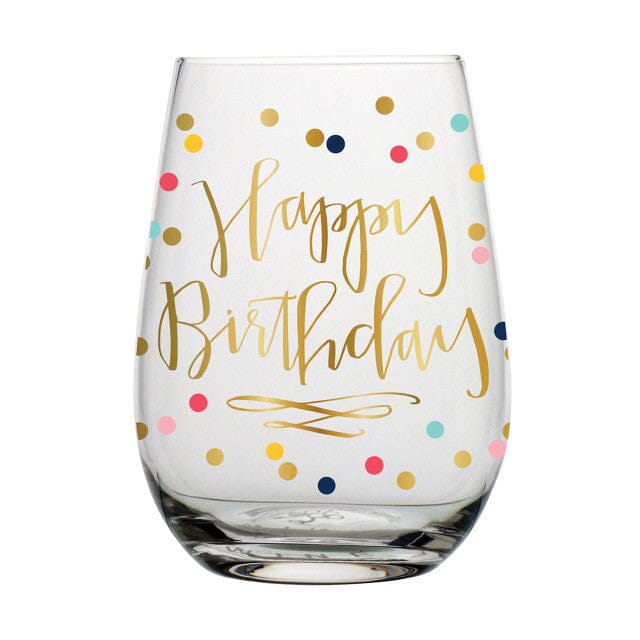 Happy Bday Confetti Wine Glass The Happy Southerner 