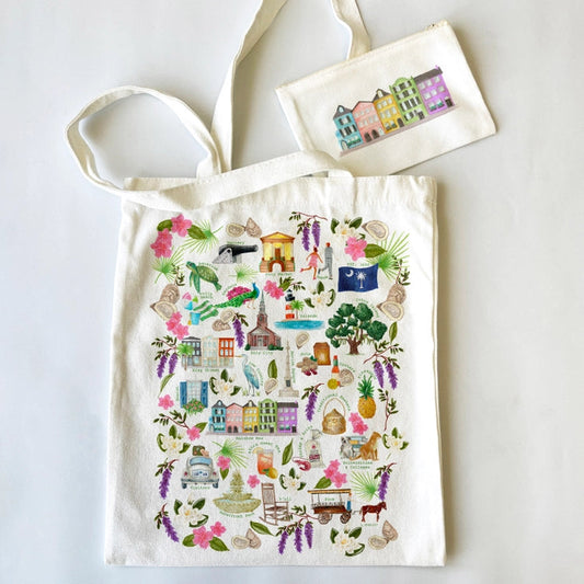 harleston Themed Tote Bag & Pouch Set The Happy Southerner 