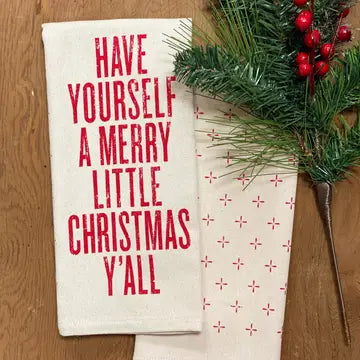 Have Yourself A Merry Little Christmas Y'all - Kitchen Towel The Happy Southerner 