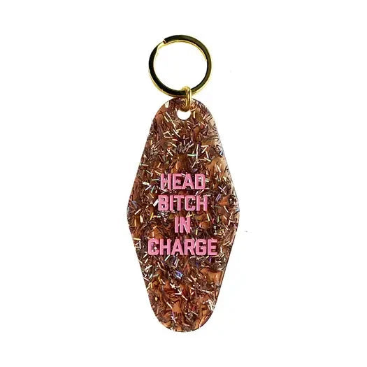 Head Bitch in Charge Confetti Glitter Motel Keychain The Happy Southerner 