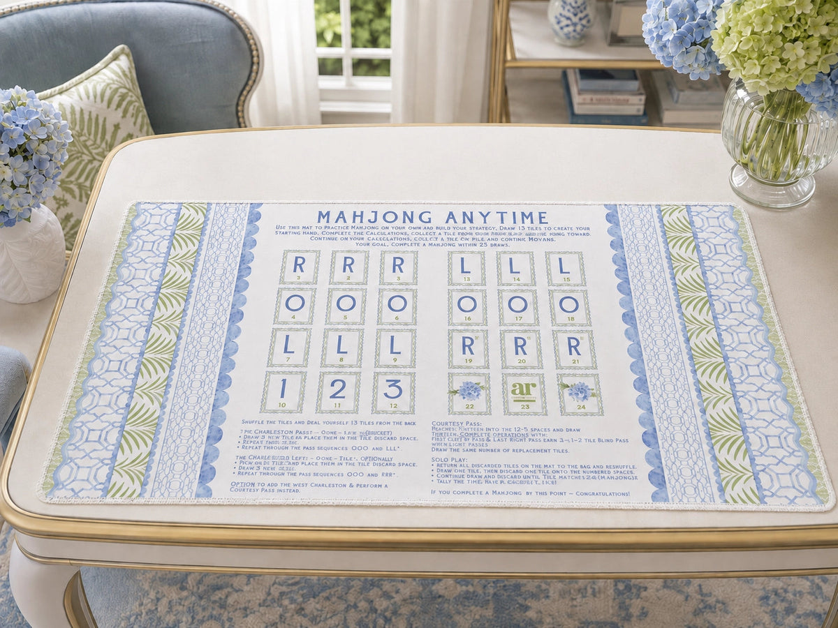 House of Hydrangea Solo Play Mahjong Mat The Happy Southerner 