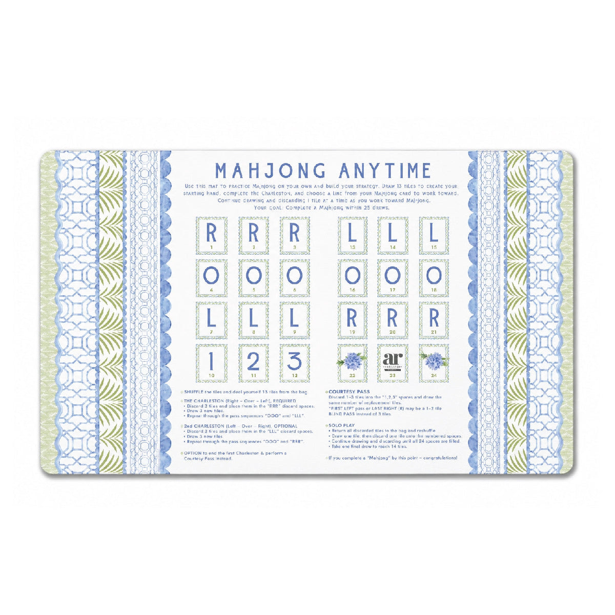 House of Hydrangea Solo Play Mahjong Mat The Happy Southerner 