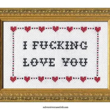 I F*cking Love You Deluxe Cross Stitch Kit The Happy Southerner 