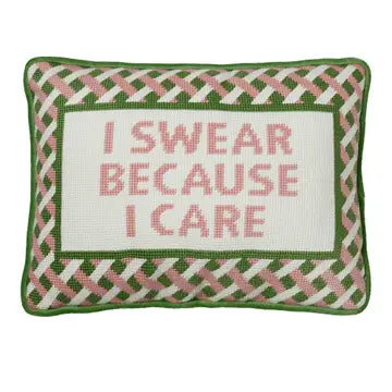 I Swear Because I Care Embroidered Needlepoint Pillow The Happy Southerner 