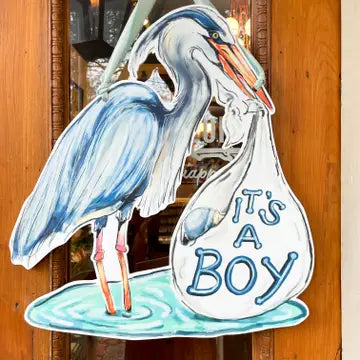 It's A Boy - Blue Heron Door Hanger The Happy Southerner 