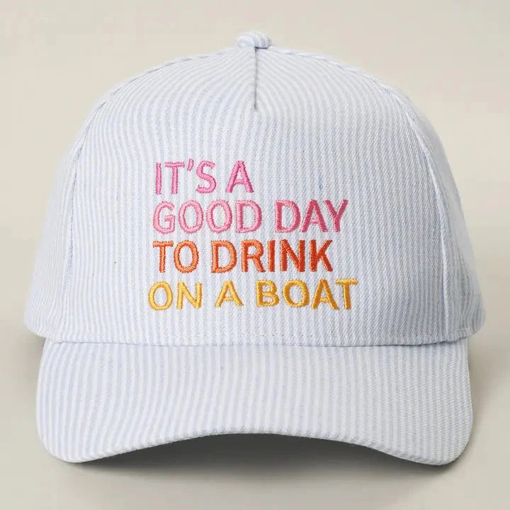 It's A Good Day To Drink On A Boat Embroidered Trucker Hat The Happy Southerner 