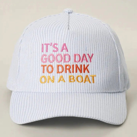 It's A Good Day To Drink On A Boat Embroidered Trucker Hat The Happy Southerner 