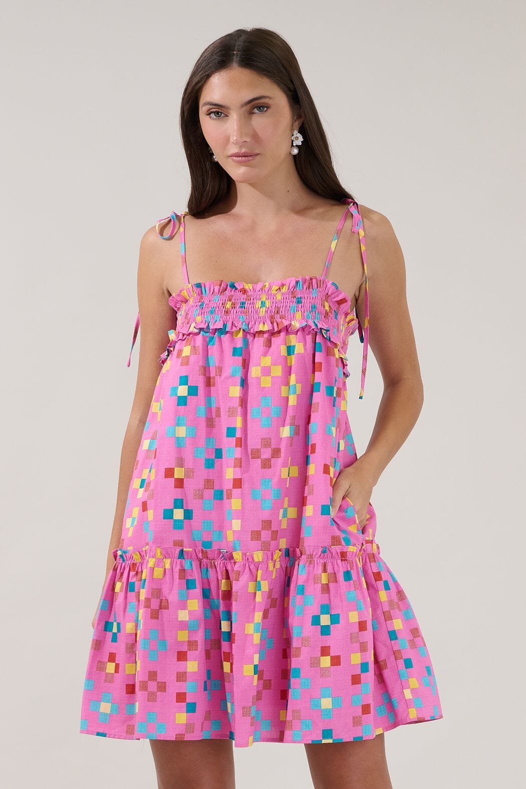 Ivonia Ruffle Mini Dress Pixel The Happy Southerner 