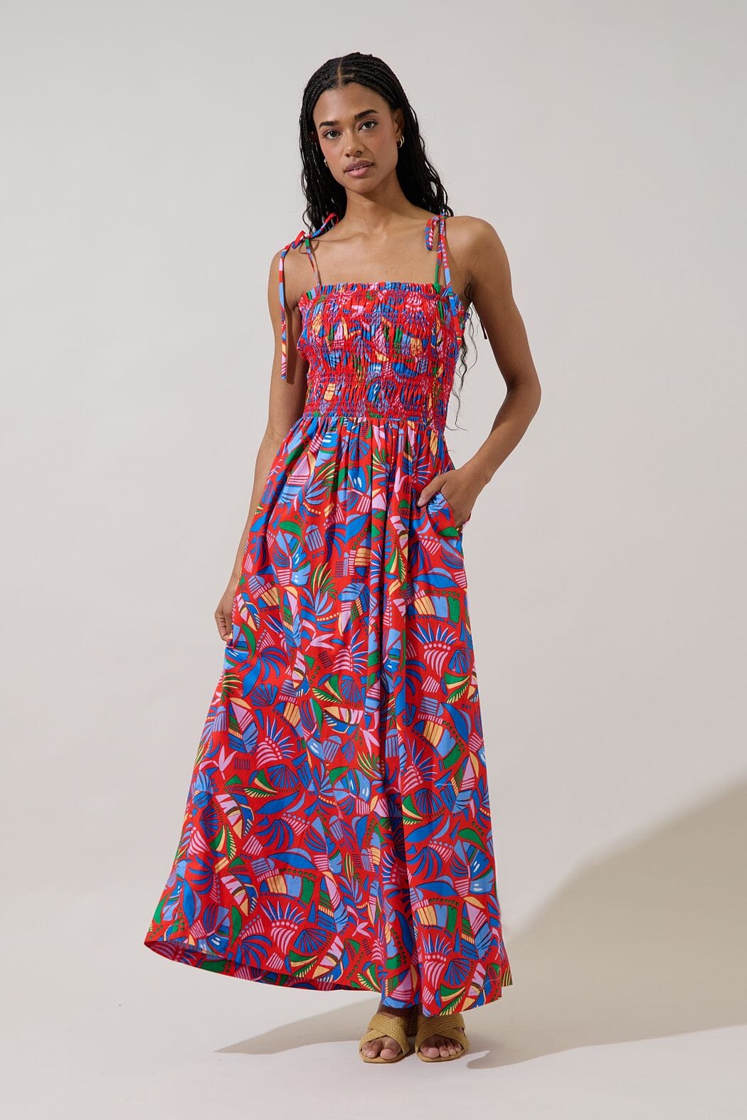 Juciel Smocked Maxi Dress Tropical The Happy Southerner 